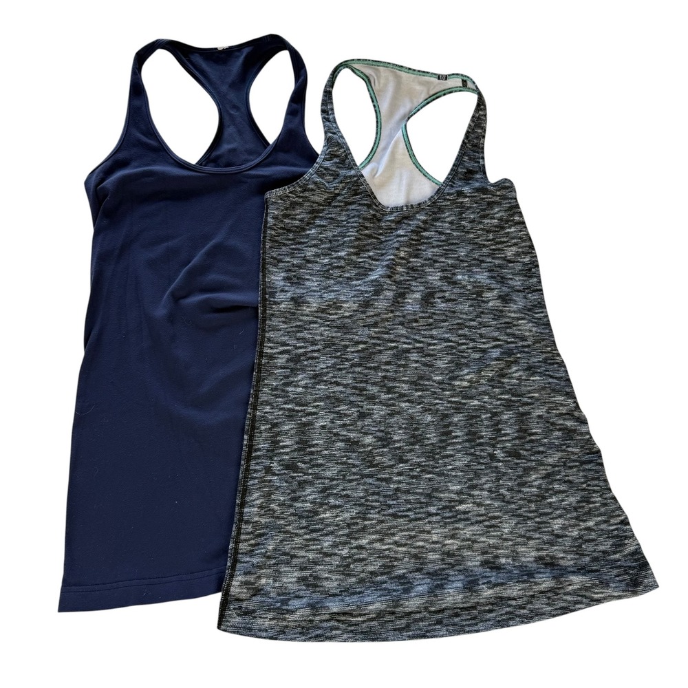 Lululemon Racerback Tank Top Set Navy Blue Heathered Grey Space Dye 2-Pack 8
